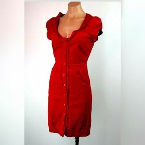 Maeve Anthropologie red corduroy dress